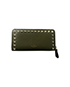 Valentino Garavani Rockstud Zip Wallet, &pound;160, Accessories, Green, Leather, Front view